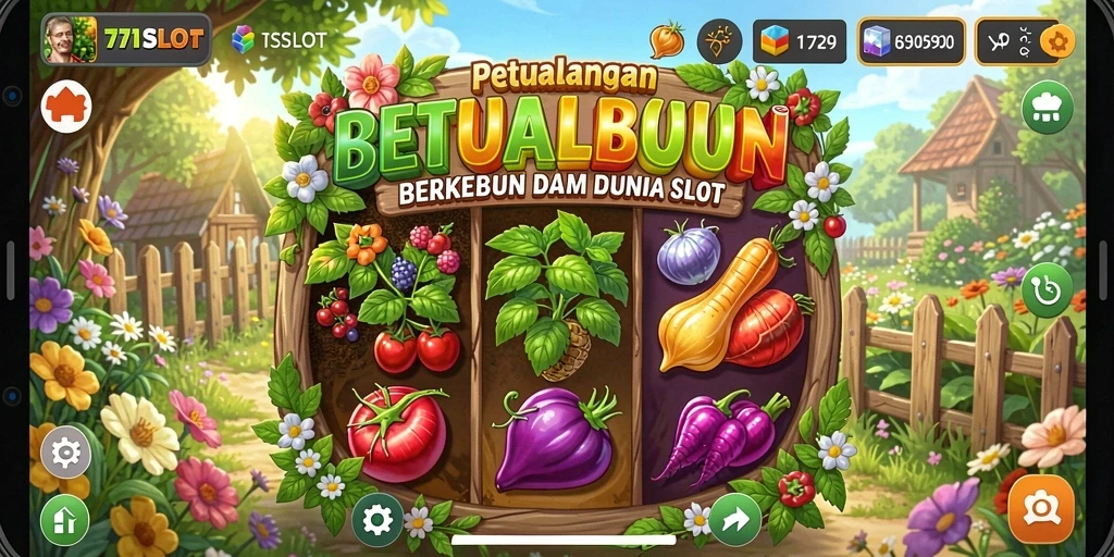 Tampilan gameplay 171SLOT dengan suasana kebun yang indah.
