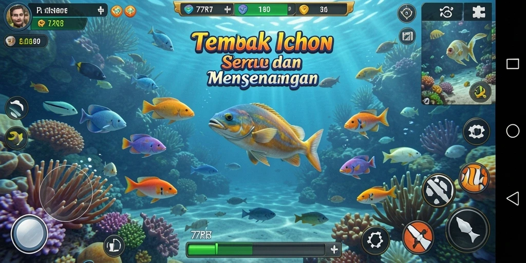 Tampilan gameplay seru dalam game Tembak Ikan 77RT.