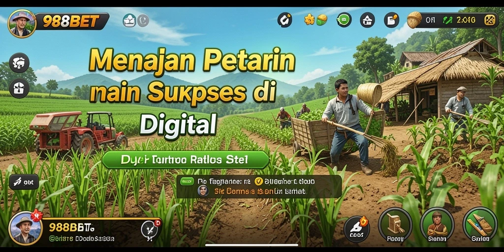 Screenshot gameplay 988BET menampilkan keseruan bertani di dunia digital.