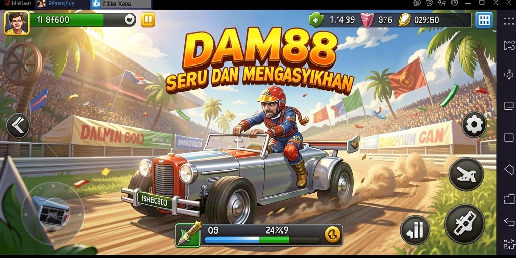 Tampilan aksi balap yang mendebarkan dalam DAM88.