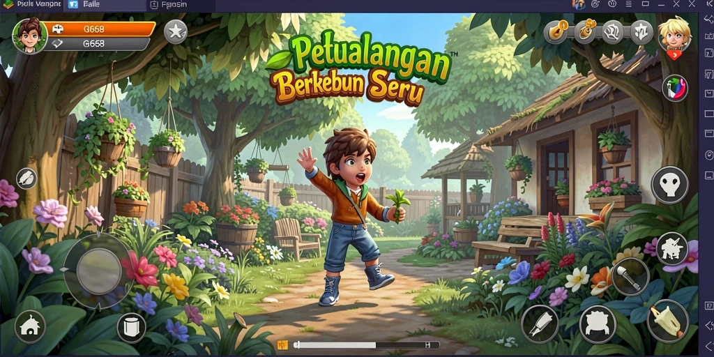 Tampilan gameplay menarik dari G668 dengan kebun yang subur.