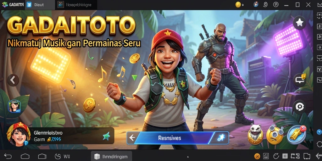 Screenshot utama GADAITOTO menampilkan gameplay seru dengan berbagai tantangan musik.