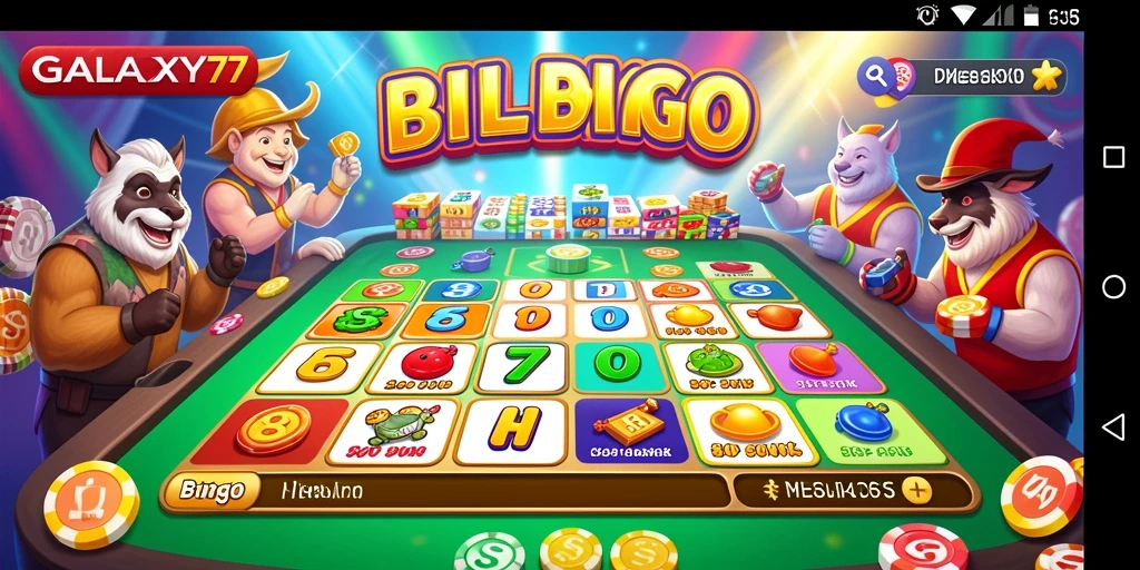 Screenshot gameplay utama dari GALAXY77 yang menunjukkan keseruan Bingo.