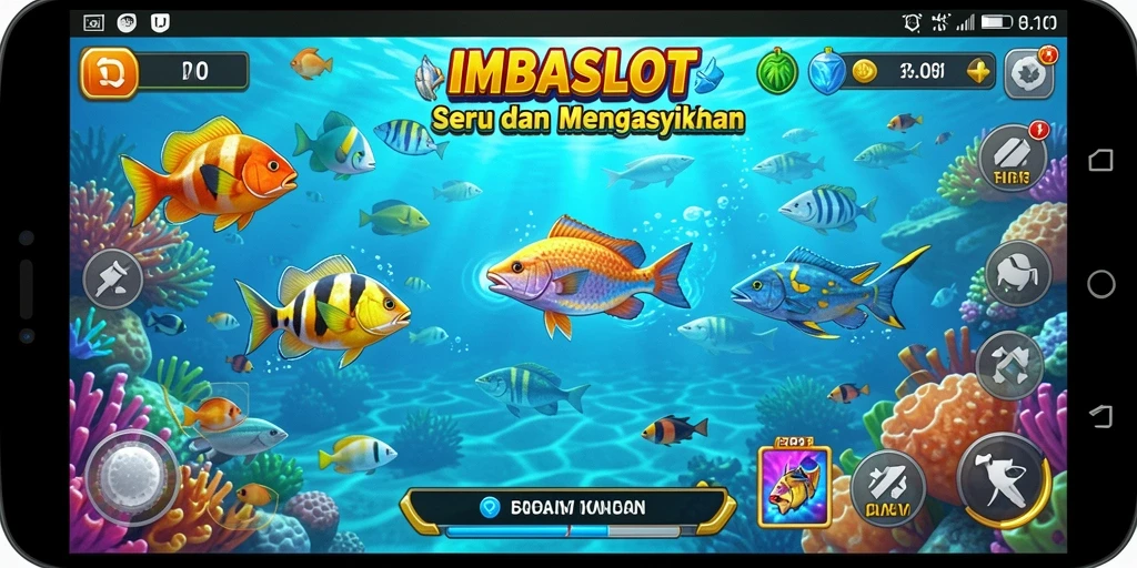 Tampilan gameplay IMBASLOT yang menampilkan aksi menembak ikan.
