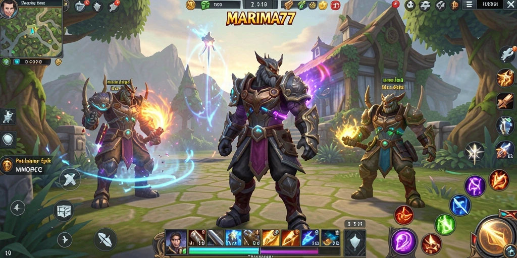 Screenshot <strong>MARIMA77</strong> menunjukkan aksi pertarungan yang intens di dunia MMORPG.