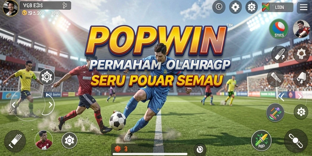 Screenshot POPWIN menampilkan aksi seru dalam pertandingan olahraga.