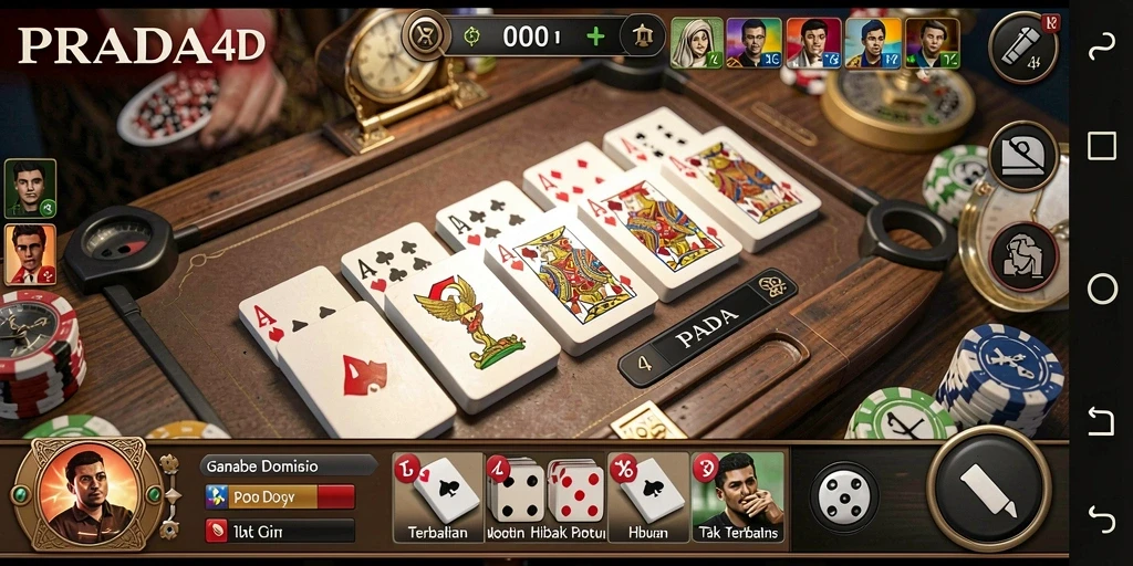 Screenshot PRADA4D menampilkan keseruan bermain Domino dengan teman.