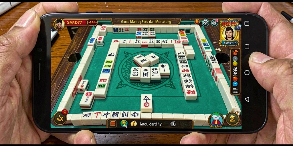 Tampilan gameplay menarik SAND77 dengan ubin Mahjong.
