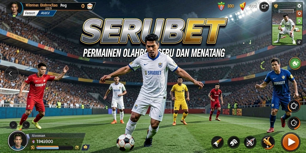 Screenshot SERUBET menunjukkan aksi mendebarkan dalam permainan olahraga.